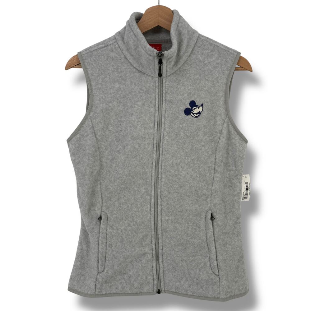 Disney Embroidered Happy Mickey Gray Fleece Vest Womens Sz S Amazon Essentials
